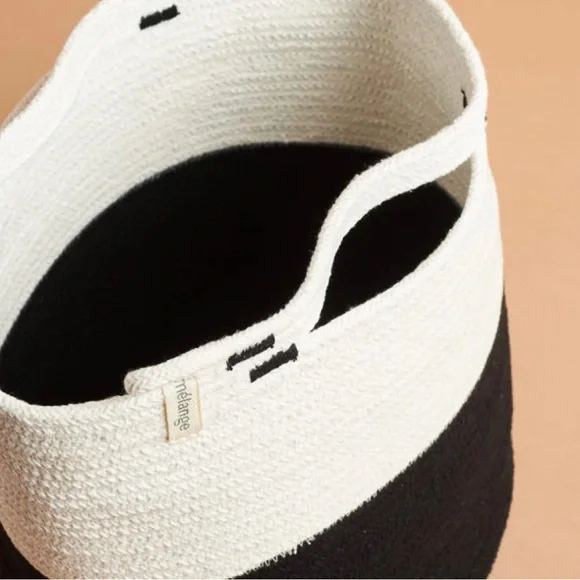 NEW Mia Melange Black White Foldable Cotton Yarn Rope Basket Organizer 9" x 9" - Picture 5 of 11